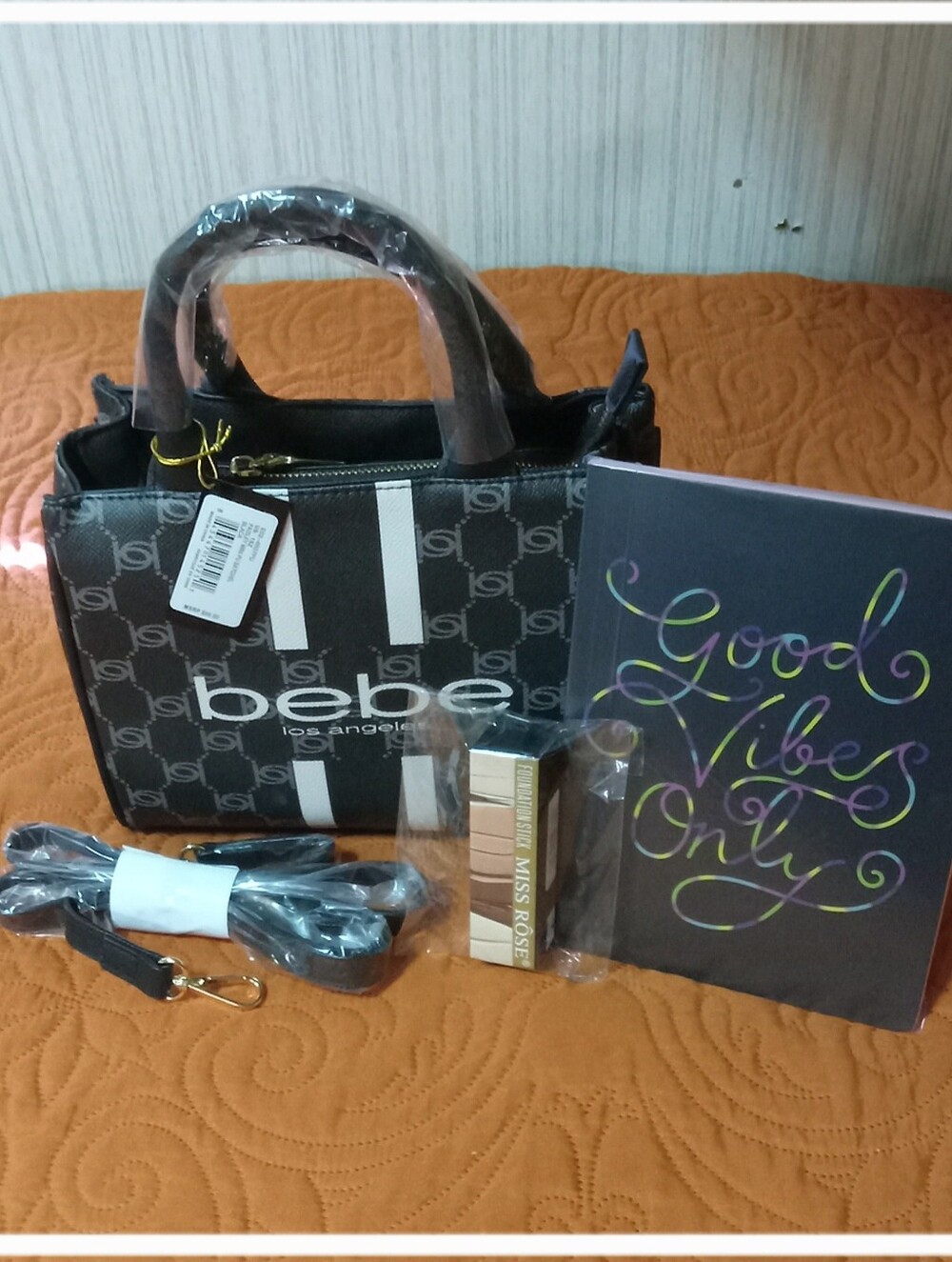Bebe Black Logo Satchel Bag - Black